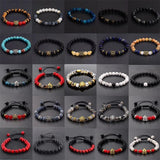 15 Pcs Mixed Natural Stone Stretch Bracelets for Women Men