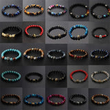 15 Pcs Mixed Natural Stone Stretch Bracelets for Women Men