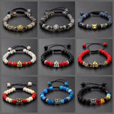 15 Pcs Mixed Natural Stone Stretch Bracelets for Women Men