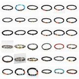 15 Pcs Mixed Natural Stone Stretch Bracelets for Women Men