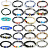 15 Pcs Mixed Natural Stone Stretch Bracelets for Women Men