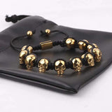 Skull Braided Wrap Beads Bracelet for Men