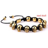 Skull Braided Wrap Beads Bracelet for Men