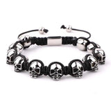 Skull Braided Wrap Beads Bracelet for Men