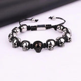 Skull Braided Wrap Beads Bracelet for Men