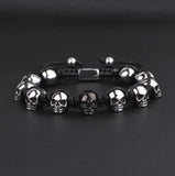 Skull Braided Wrap Beads Bracelet for Men