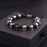 Skull Braided Wrap Beads Bracelet for Men