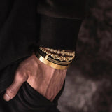 Men Steel Carving Spanish Scripture Bangle Zircon Cross Bracelet