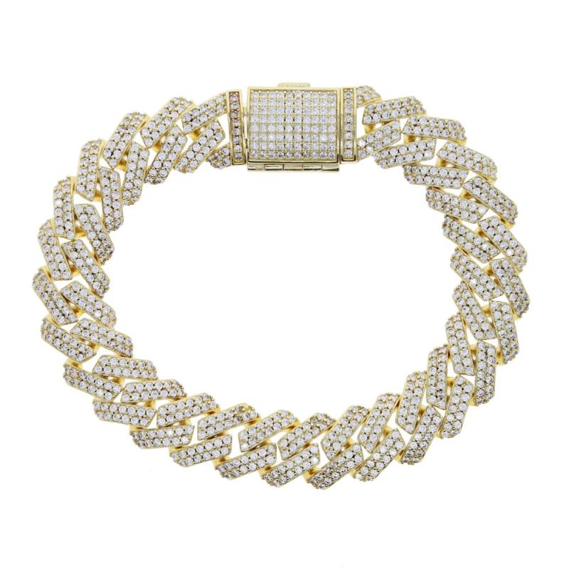 Iced Out 5A CZ 2rows Rhinestone Cuban Link Bracelet