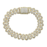 Iced Out 5A CZ 2rows Rhinestone Cuban Link Bracelet