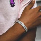 Iced Out 5A CZ 2rows Rhinestone Cuban Link Bracelet