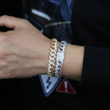 Iced Out 5A CZ 2rows Rhinestone Cuban Link Bracelet