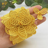 Dubai Flower Plated Bangles With Ring Indian Arabic Jewelry