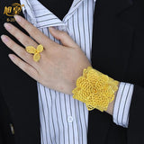 Dubai Flower Plated Bangles With Ring Indian Arabic Jewelry