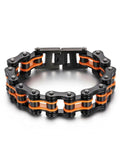 Men's Orange Biker Bicycle Link Bracelet Stainless Steel Jewelry