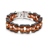 Men's Orange Biker Bicycle Link Bracelet Stainless Steel Jewelry