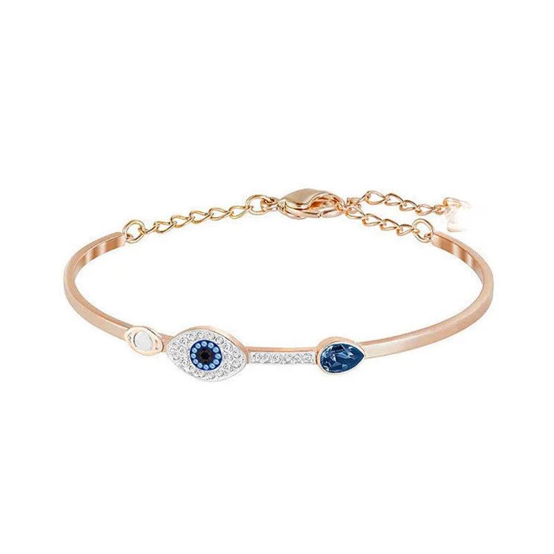 Evil Eye Devil Crystal Tennis Bracelet Rose Adjustable Hand Chain