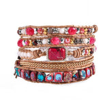 Premium Heart Leather Wrap Bracelet w/ Mix Stone Jaspers Beads