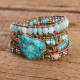 Premium Heart Leather Wrap Bracelet w/ Mix Stone Jaspers Beads