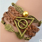 Vintage Bronze Charm Potter Magic Hallows Owl Wing Bracelet