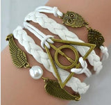 Vintage Bronze Charm Potter Magic Hallows Owl Wing Bracelet