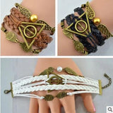 Vintage Bronze Charm Potter Magic Hallows Owl Wing Bracelet