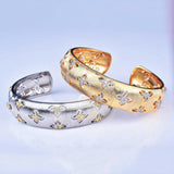 Vintage Open Bracelet Hollow Flower Exaggeration Two Jewelry