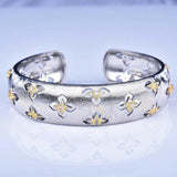 Vintage Open Bracelet Hollow Flower Exaggeration Two Jewelry