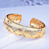Vintage Open Bracelet Hollow Flower Exaggeration Two Jewelry