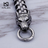 Punk Animal Wolf Charm Bracelet Men Stainless Steel Leather Wristband