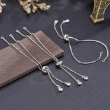 20Pcs Brass Adjustable Bracelet Chain With Rhinestone Slider Bracelets