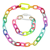 Exaggerated Candy Color Alloy Bracelet Necklace Set