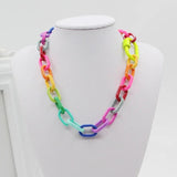 Exaggerated Candy Color Alloy Bracelet Necklace Set