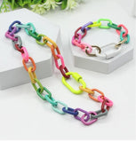 Exaggerated Candy Color Alloy Bracelet Necklace Set