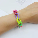 Exaggerated Candy Color Alloy Bracelet Necklace Set