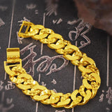 Vintage 24K Copper Cuban Link Bracelet Hip-Hop Men Bangle Male Accessory