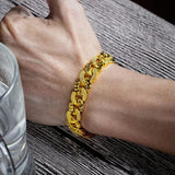 Vintage 24K Copper Cuban Link Bracelet Hip-Hop Men Bangle Male Accessory