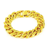 Vintage 24K Copper Cuban Link Bracelet Hip-Hop Men Bangle Male Accessory