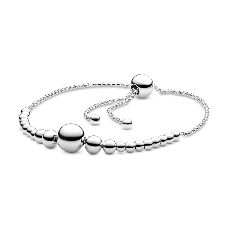 Beads Slider Bracelet S925 Silver Rose Metal Blend Charming Jewelry