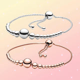 Beads Slider Bracelet S925 Silver Rose Metal Blend Charming Jewelry