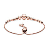 Beads Slider Bracelet S925 Silver Rose Metal Blend Charming Jewelry