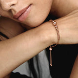 Beads Slider Bracelet S925 Silver Rose Metal Blend Charming Jewelry
