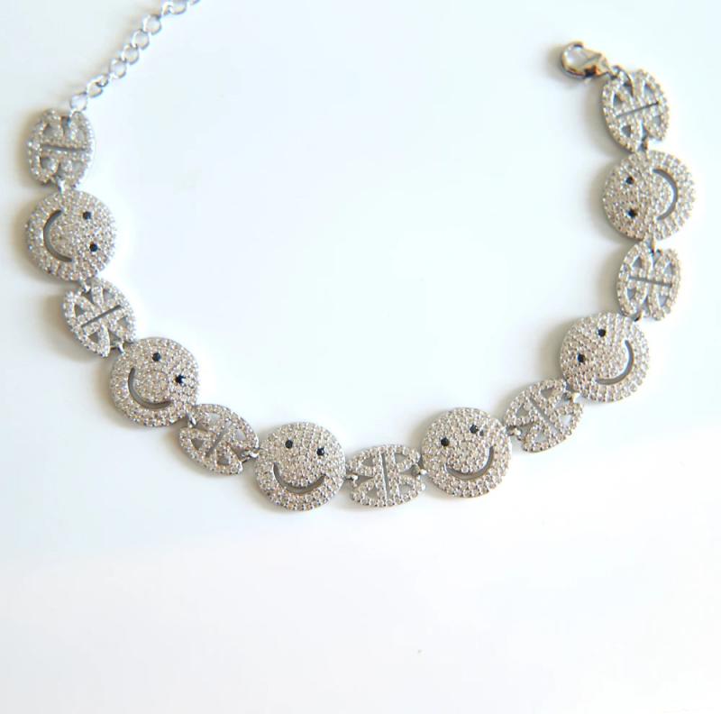 Smile Face Lucky Women Charm Bracelet Gold Chain Adjustable Length