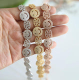 Smile Face Lucky Women Charm Bracelet Gold Chain Adjustable Length