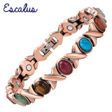 Women's Health Copper Plating Bracelet Colorful Stones Magnetic Ladies Bangle