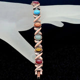 Women's Health Copper Plating Bracelet Colorful Stones Magnetic Ladies Bangle