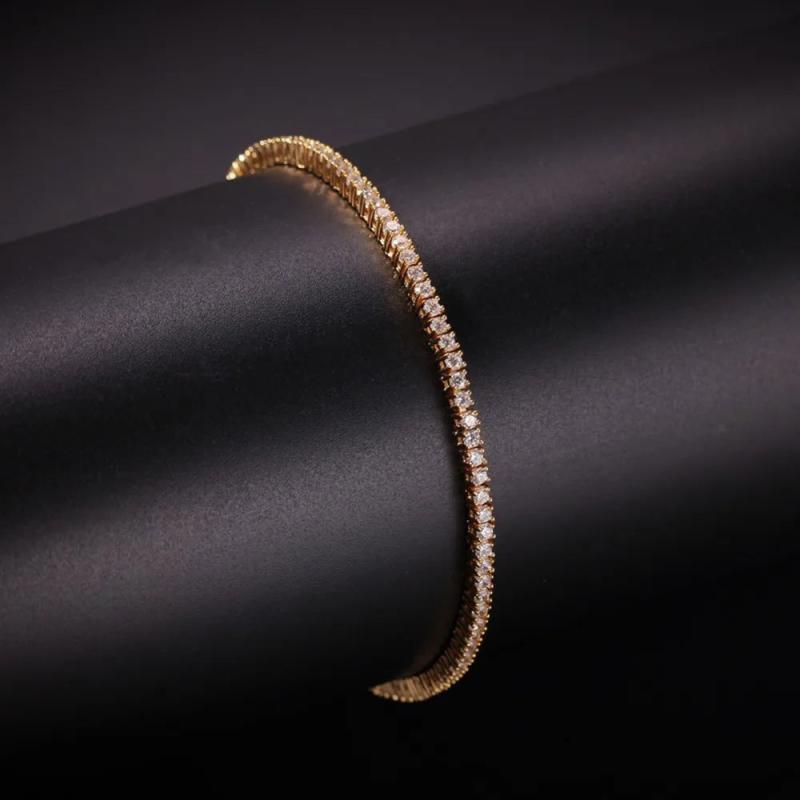 2mm Round Cut Micro Tennis Bracelet CZ Hiphop Men Women Jewelry