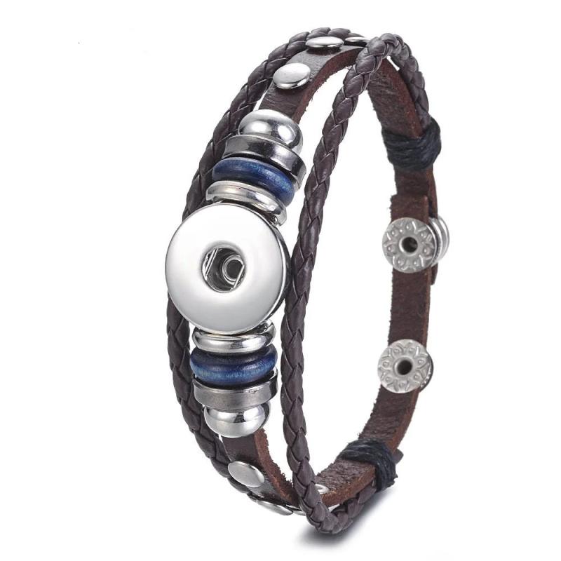 10PCS Vocheng Snap Button Bracelet Hand Leather Braided Bangles 9 Colors