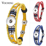 10PCS Vocheng Snap Button Bracelet Hand Leather Braided Bangles 9 Colors