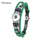 10PCS Vocheng Snap Button Bracelet Hand Leather Braided Bangles 9 Colors